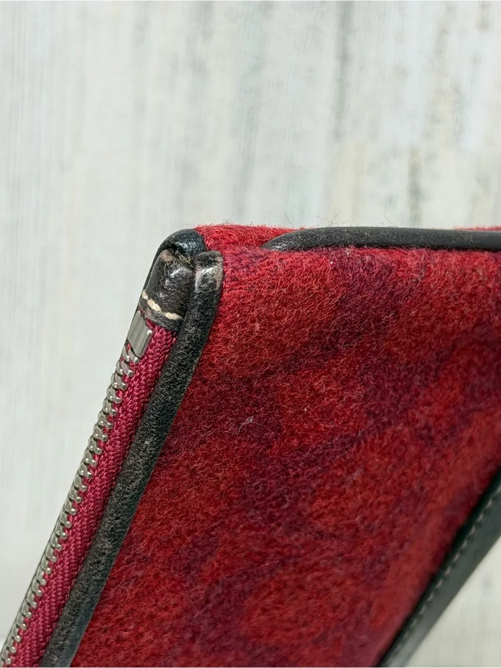 Coach Red and Brown Signature Zip Wristlet